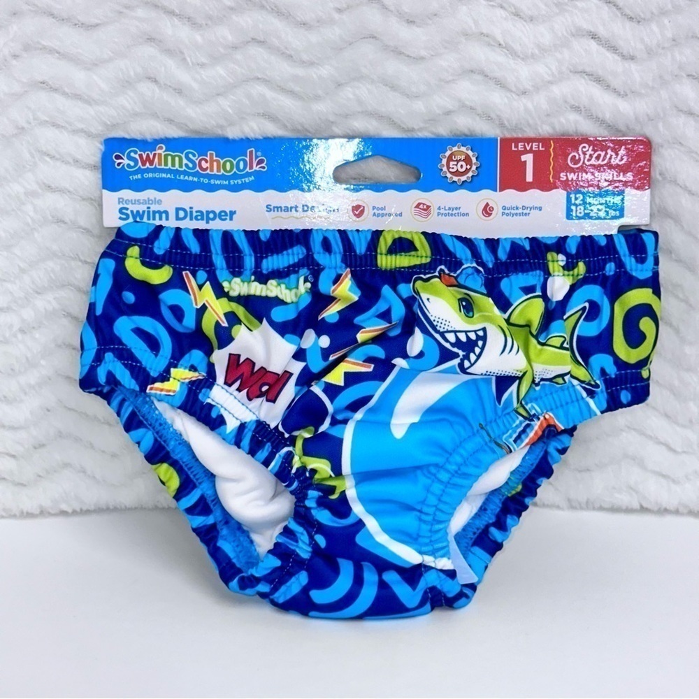 Swim School Boy’s Reusable Swim Diaper Size 12 Months 18/22 LBS NWT
